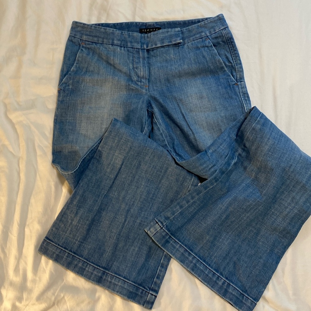 Theory Blue low waist Flare & Wide Leg Jeans